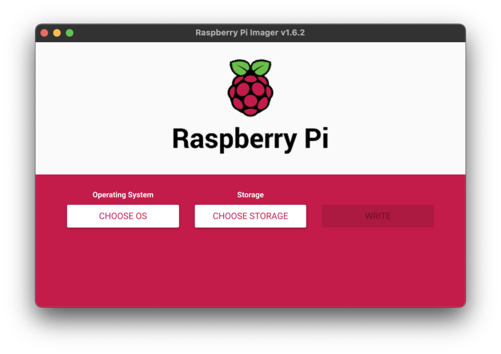 Raspberry Pi Imager Screenshot - Initial Screen